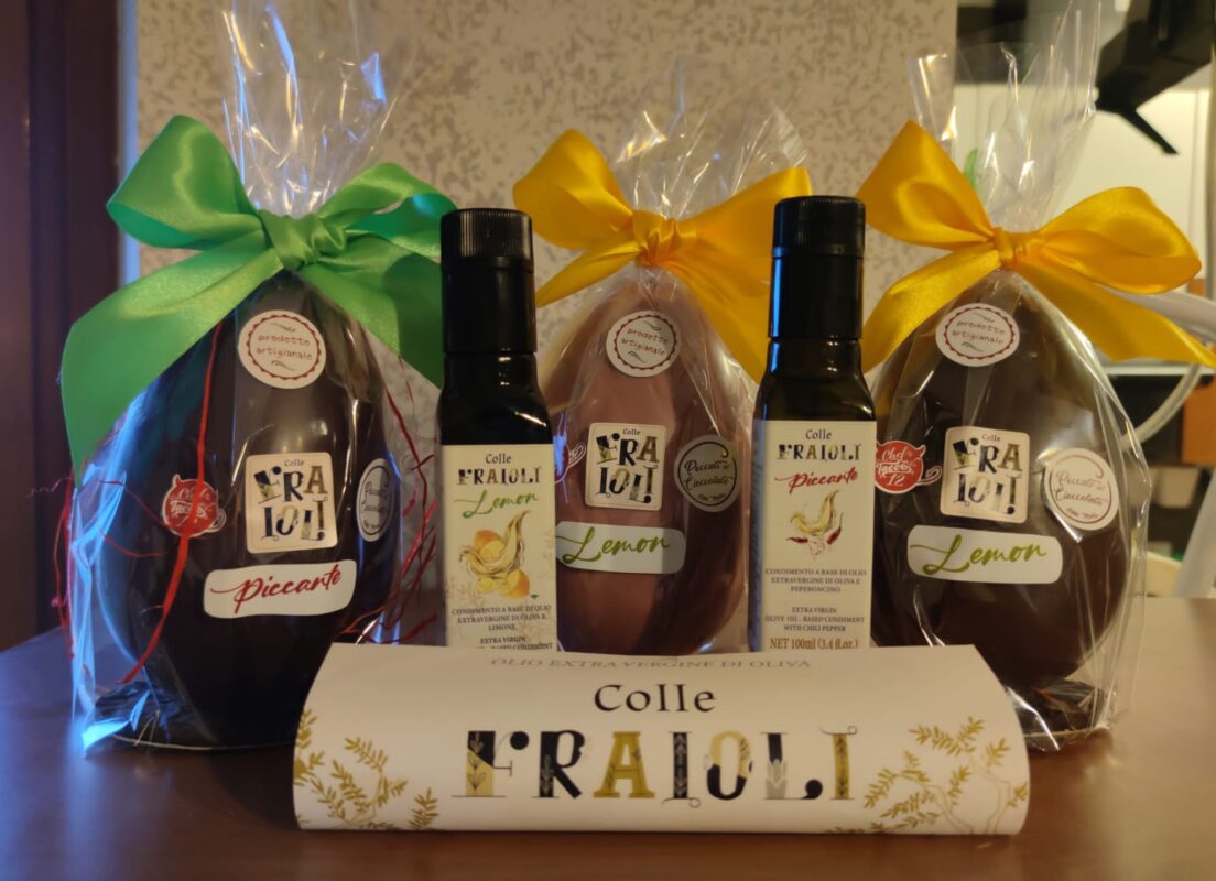 uovo di pasqua con olio extravergine di oliva